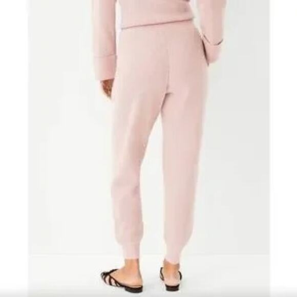 Ann Taylor Joggers M Waffle Knit Sweater Pull On Pants Lounge High Rise Pink NEW - Picture 3 of 12